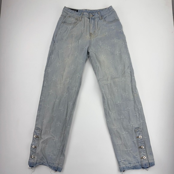SMFK Denim - SMFK Plan D Cross Jacquard Ankle Jeans Women Small Light Wash Blue Denim Size 6